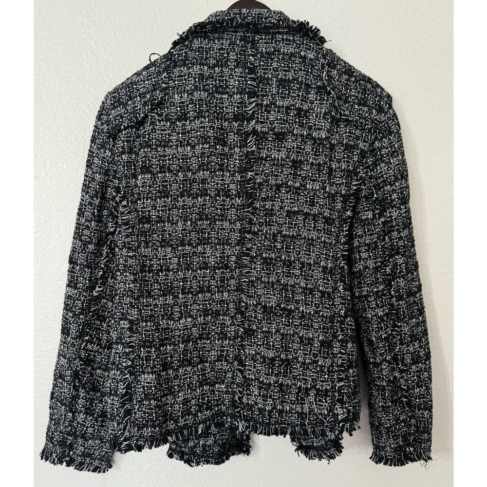 Philosophy Black and White Tweed Raw Hem Zip Front Jacket Size L NWT - Picture 5 of 6